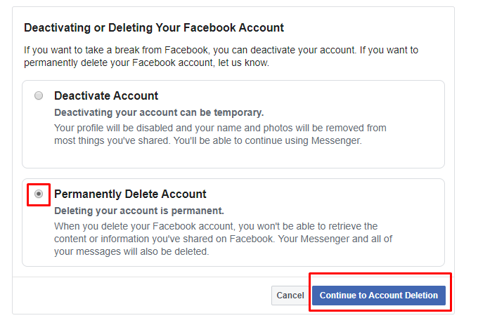 Permanently Delete Facebook Account